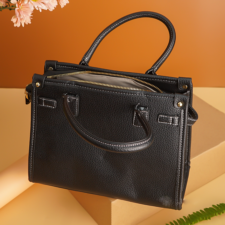 Leather Sleek Modern Female Crossbody Shoulder Bag - Black