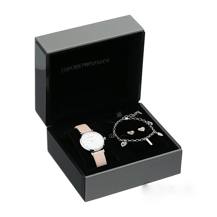 Emporio Armani Quartz Mother of Pearl Dial Ladies Watch and Jewelry Set AR8039
